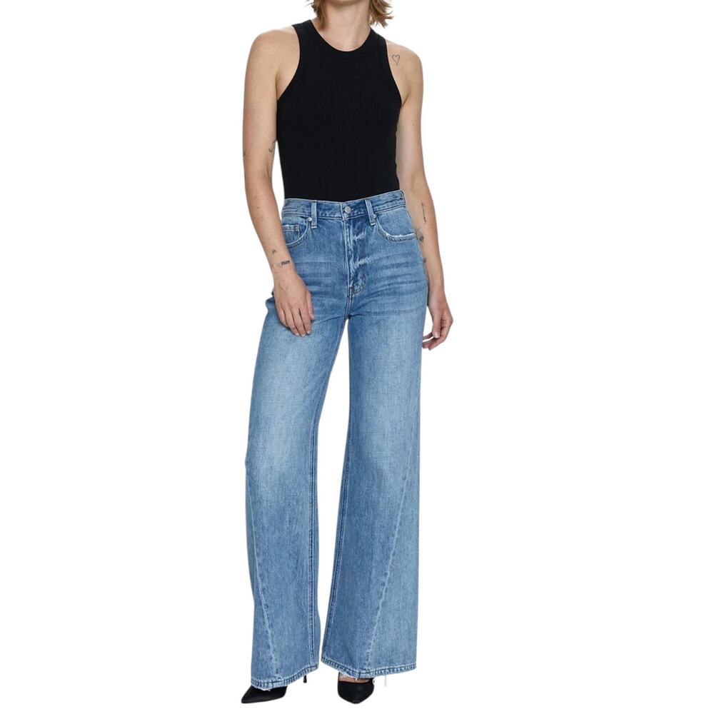 Nordstrom Pistola Ruby High Waist Palazzo Wide Leg Jeans Blue 25 NWT